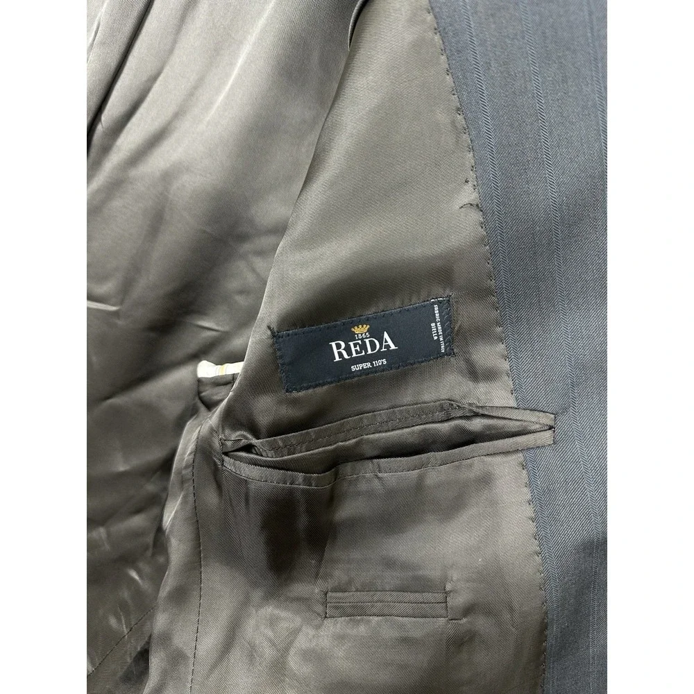 G. Manzoni Mens Gray Blazer Jacket Reda Super 110 2-Button striped Wool 40R